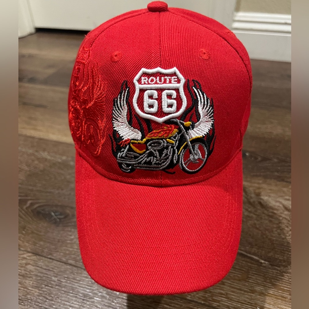 NWOT Route 66 hat Embroidered cap red